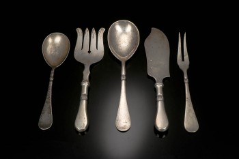 L. Holm. Serving cutlery in silver. five parts.