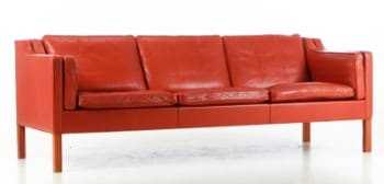 Børge Mogensen. Tre-pers. sofa, cognacfarvet læder, model 2213