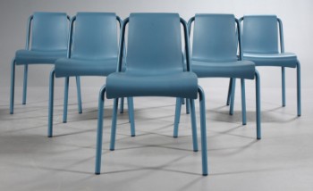 Hans Thyge & Co for Houe. Six garden chairs / stacking chairs model Nami, blue (6)