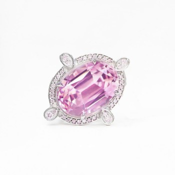 Pink kunzite and pink diamond pendant in 14kt. white gold