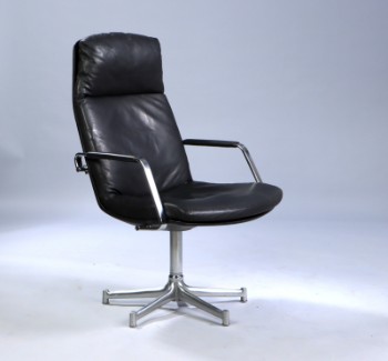 Preben Fabricius & Jørgen Kastholm. High-back armchair, model FK 86, black leather