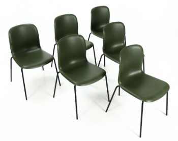 Pearson Lloyd. Seks stole, model SixE. Olivengrøn. (6)