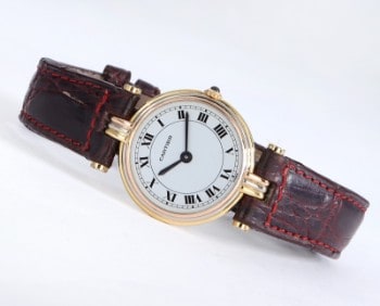 Cartier Trinity Vendome. Dameur i 18 kt. trefarvet guld med lys skive, ca. 1990erne