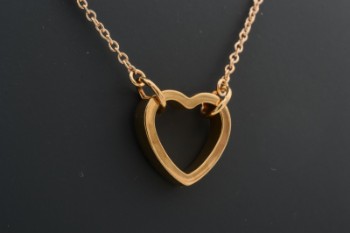 Halskæde med integreret vedhæng i form af hjerte, 8 kt. guld