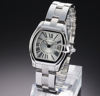 Cartier Roadster. Midsize womens watch in steel with silver dial, 2000s