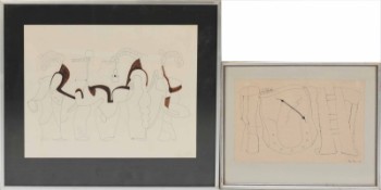 Egon Fischer (1935-2016): To originale tegninger, pen og tusch på papir (2)