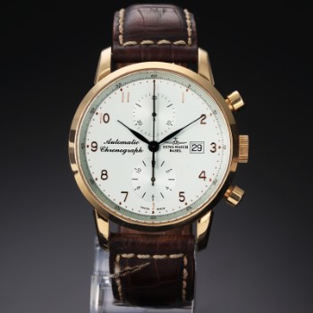 Zeno-Watch Basel Magellano Chronograph Bicompax. Herreur i 18 kt. guld med sølvfarvet skive, ca. 2010erne