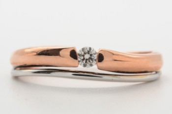 Ring of 14 kt. rose gold and white gold with brilliant-cut approx. 0.08 ct., size 55