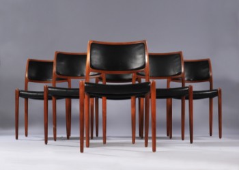N.O. Moller. Set of six teak dining chairs, model 80 (6)