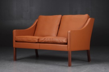 Børge Mogensen. To-pers. sofa, model 2208, cognacfarvet anilin læder