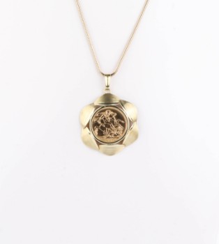 Necklace and pendant with King Georg V gold coin (2)