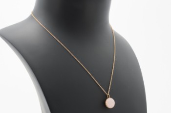 Kranz & Ziegler Couture, halskæde med rosenkvartsvedhæng, 14 kt. guld