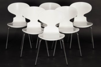 Arne Jacobsen. Myren, sæt på seks spisestole (6)