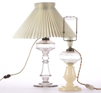 Holmegaard Glasværk and others Two glass table lamps, 19/20 century (2+3)