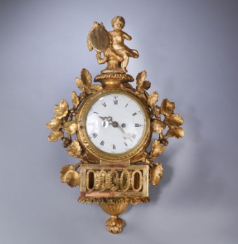 Swedish alcove wall clock with repeating movement, Stockholm approx. 1770