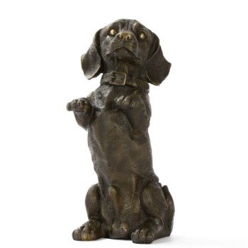 Bronzeskulptur, siddende gravhund