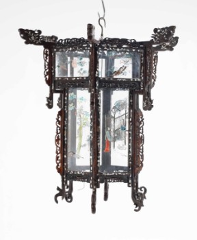 Kinesisk lanterne af udskåret træ, 20. årh.s første halvdel