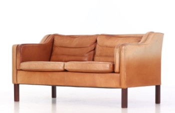 Mogens Hansen. To-pers. sofa, patineret læder - model 195/2