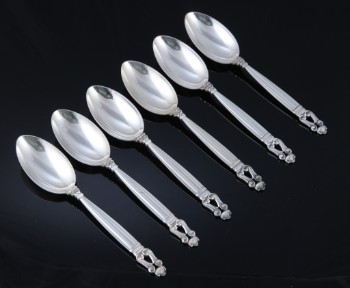 Georg Jensen, King, sterling silver dinner spoons (6)