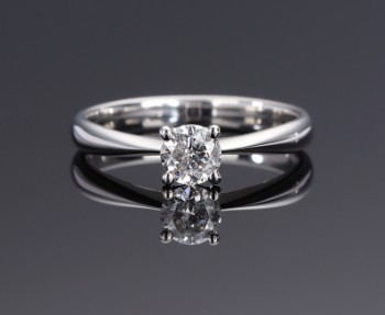 Solitaire ring of 18 kt. white gold, approx. 0.43 ct.