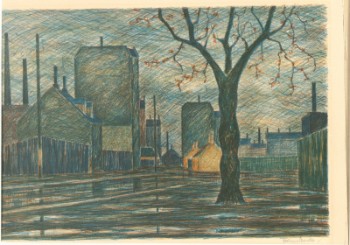 Folmer Bendtsen, color lithograph, street motif - industrial quarter (cd)