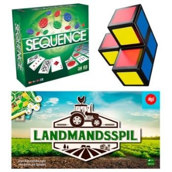 3 spil: Sequence, Rubiks Cube It spil og Landmandsspil (3)