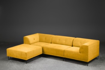 Nomad Dot modular sofa, upholstered in velvet, curry yellow (4)