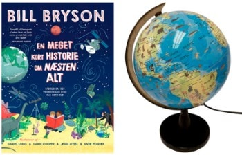En meget kort historie om næsten alt af Bill Bryson + 1626 Toyrific Science globus med dyr og lys (2)