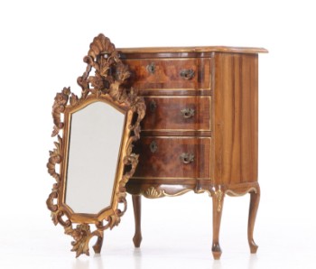 Rococo style French chest of drawers and mirror, 20s (2)