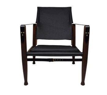 Ompolstrings sæt til Safari stol, Sort / Cognac Læder.