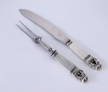 Georg Jensen, Acorn, pre-cutter set with sterling silver handles (2)