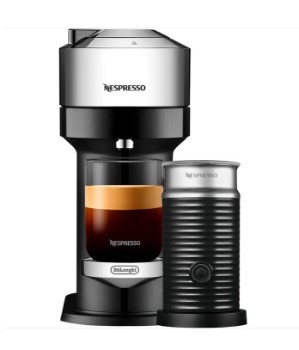 1630 - Nespresso Vertuo Next Deluxe Value Pack, kapselmaskine kaffemaskine og mælkeskummer, pure chrome