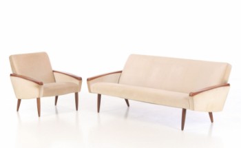 Tre-pers. sofa samt lænestol, teaktræ - 1960erne (2)