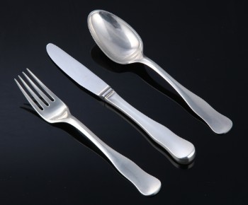 Hans Hansen, Heirloom silver no. 19, sterling silver lunch cutlery for 6 people (18)