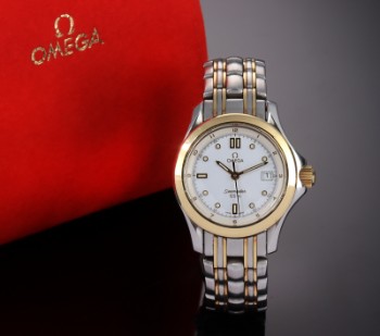 Omega Seamaster 120. Ladies watch in 18 kt. gold and steel with white disc, approx. 1993