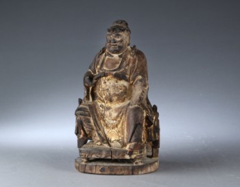 Chinese figure of an official carved from wood, 19th century