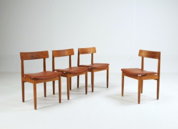 Nils Jonsson for Troeds. Set of four chairs in oak and aniline leather, model Tyr (4)