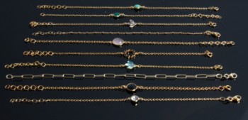 Collection gold-plated bracelets with precious stones (10)