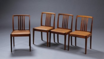 Bertil Fridhagen, tilskrevet. Et sæt på fire stole i palisander / anilin læder (4)