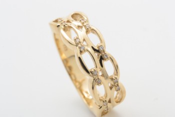 Ring of 8 kt. gold, with cubic zirconia, size 54