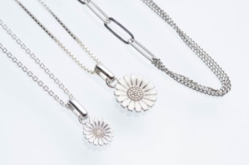 Two Marguerite Necklaces & Sterling Silver Joined Together Chain (3)