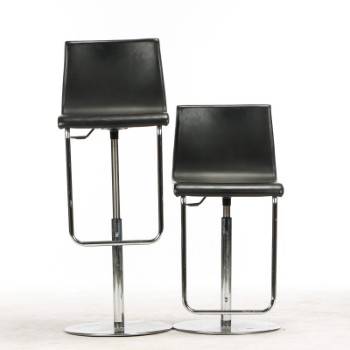 Diemme. A pair of bar stools, black leather (2)