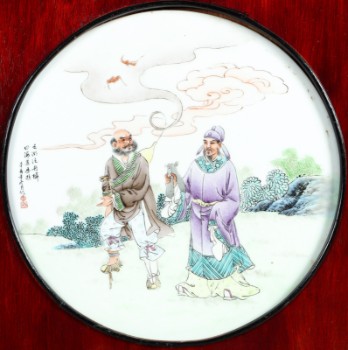 Kinesiske porcelænsplakette / maleri på porcelæn, 1900 tallet