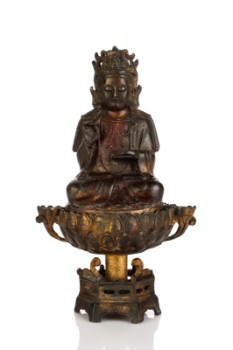 Kinesisk Guanyin figur af forgyldt bronze
