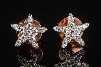 Diamonds By Frisenholm. Et par petite stjerne diamant ørestikker af af 18 kt. rosaguld, 0.14 ct. (2)
