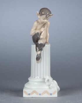 Royal Copenhagen. Faun on column, porcelain figure no. 456