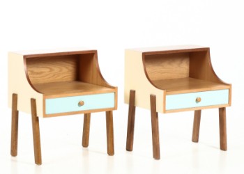 Two side/bedside tables with colored fronts. (2)