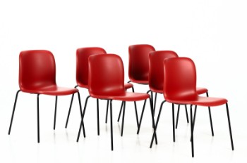Pearson Lloyd. Seks helt nye stole, model SixE. Rock Red. (6)