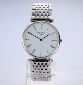 Longines Le Grand Classique. Mens watch in steel with white dial, 2000s