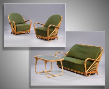 Arne Jacobsen for E.V.A. The goblin. Rare Charlottenborg chair, sofa and table (4)
